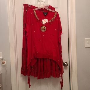 Gorgeous ASHRO beaded top and broomstick skirt set